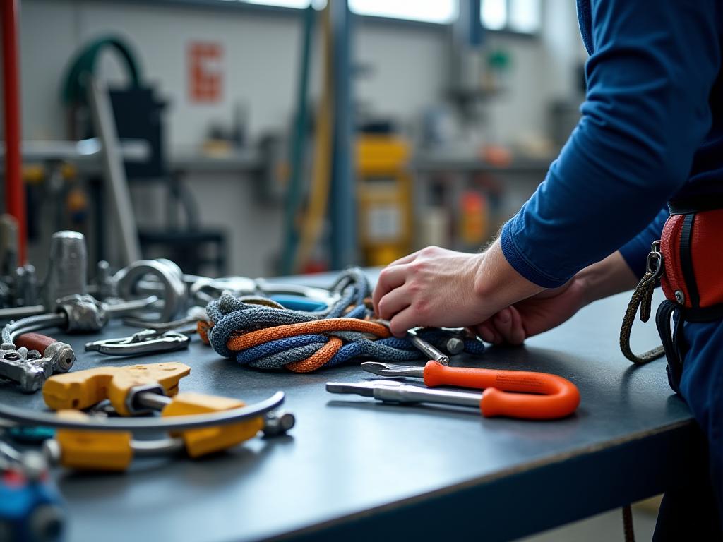 Taller de reparación de equipo de escalada